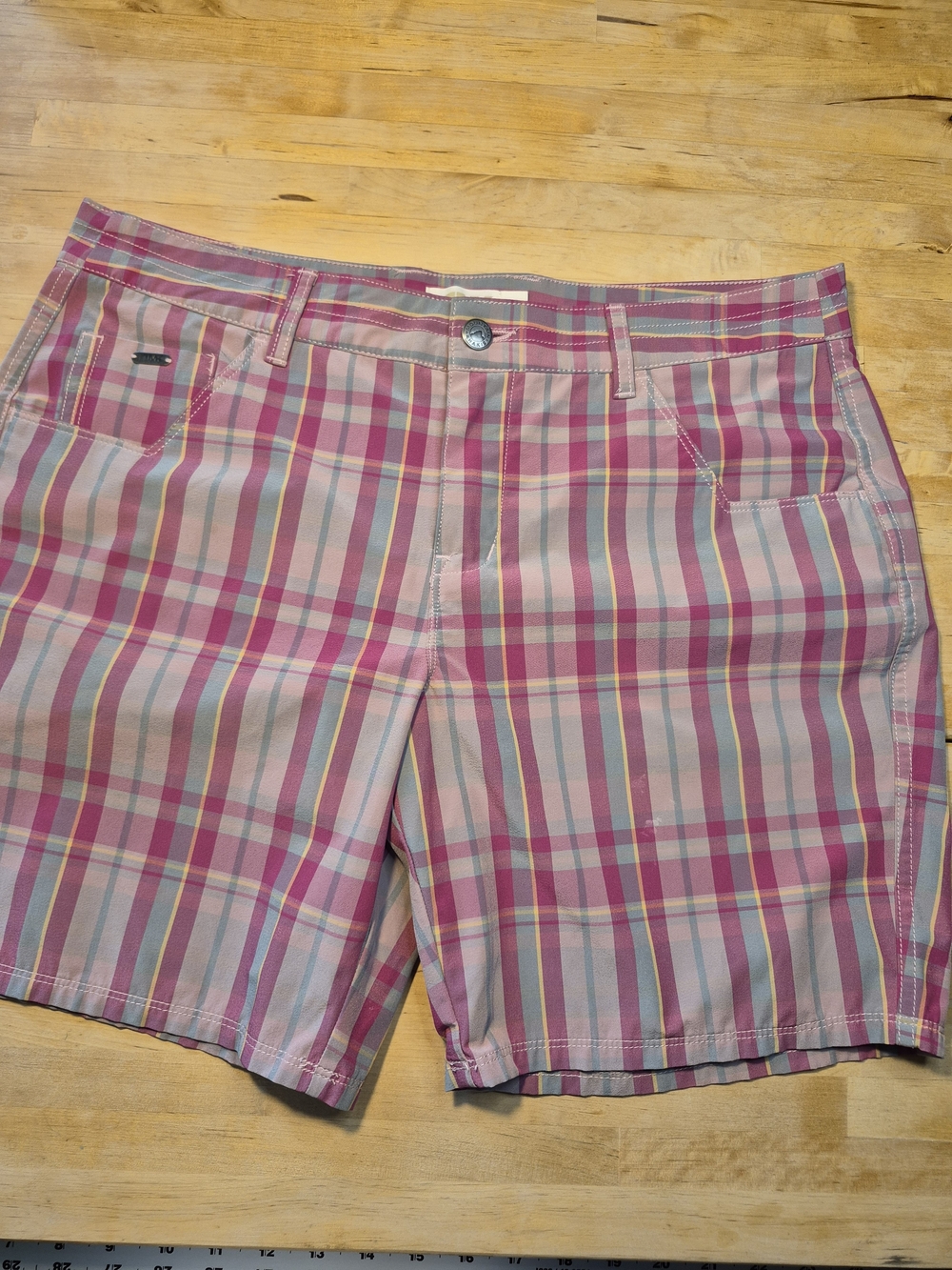 Mountain Khakis Pink Plaid Women's Bermuda Shorts